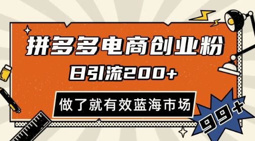 拼多多引流电商创业粉,日引200+,可矩阵放大,做了就有效【揭秘】-樵渔匹