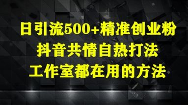 日引流500+精准创业粉，抖音共情自热打法，工作室都在用的方法-樵渔匹