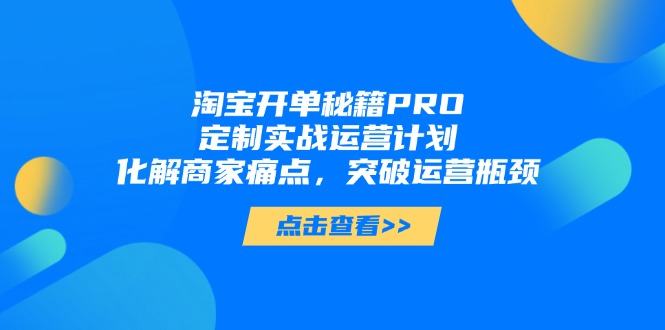 淘宝开单秘籍PRO,定制实战运营计划,化解商家痛点,突破运营瓶颈-樵渔匹