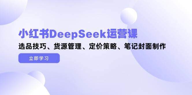 小红书DeepSeek运营课,选品技巧、货源管理、定价策略、笔记封面制作-樵渔匹
