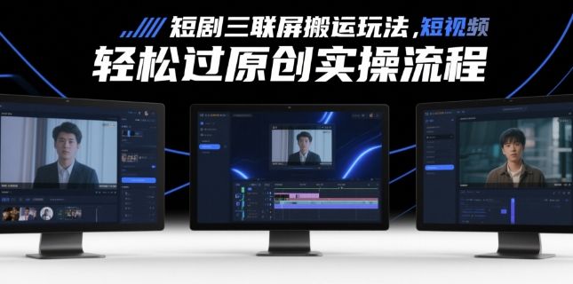 短剧三联屏搬运玩法,短剧搬运轻松过原创实操流程-樵渔匹