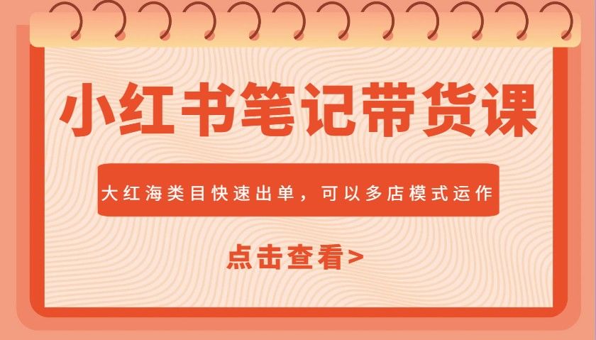 小红书笔记带货课，大红海类目快速出单，市场大，可以多店模式运作(更新)-樵渔匹