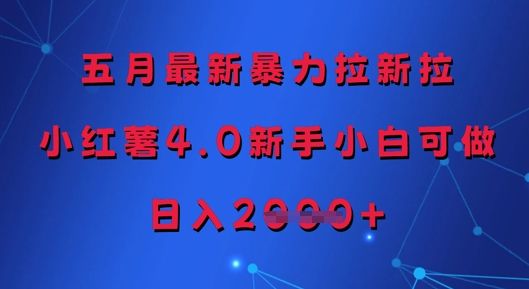 五月最新暴力拉新拉,小红薯4.0新手小白可做,日入多张-樵渔匹