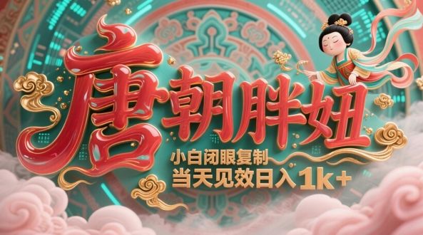 用AI克隆“唐朝胖妞”日更3条,平台疯狂推流,小白闭眼复制,当天见效,日入1k+-樵渔匹