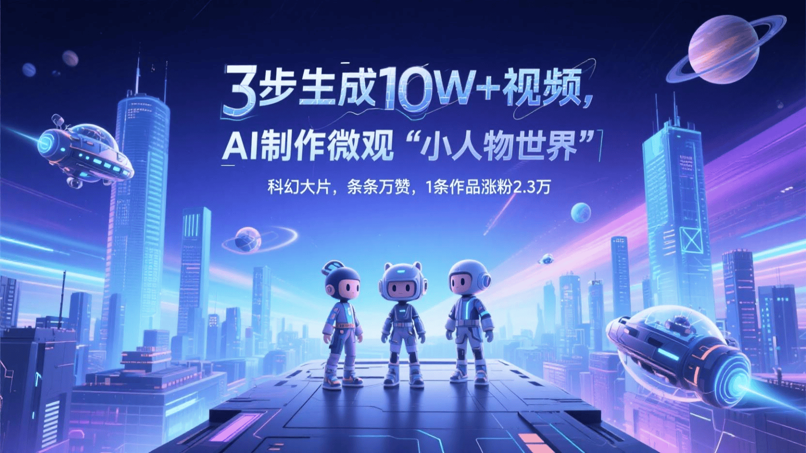 三步生成10W+视频,AI制作微观“小人物世界”科幻大片,条条万赞,1条作品涨粉2.3万-樵渔匹