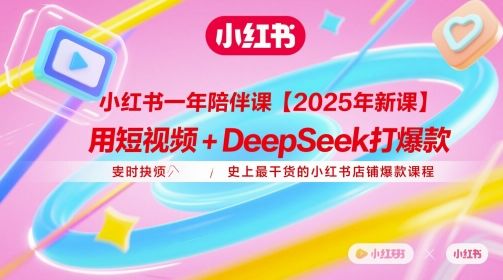 小红书一年陪伴课【2025年新课】,用短视频+deepSeek打爆款,史上最干货的小红书店铺爆款课程-樵渔匹
