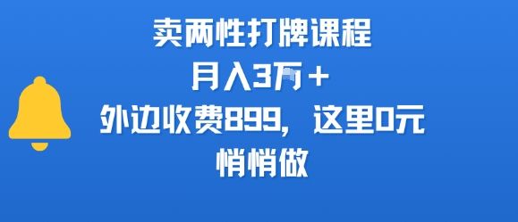 卖两性打牌课程,月入3W+外边收费899的课程,这里0元,悄悄做-樵渔匹
