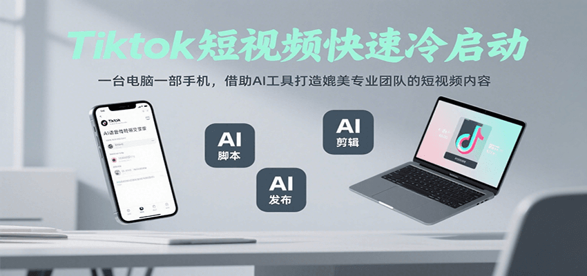 Tiktok短视频快速冷启动，一台电脑一部手机，借助AI工具打造媲美专业团队的短视频内容-樵渔匹