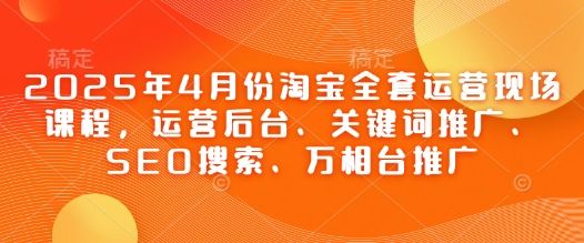 2025年4月份淘宝全套运营现场课程,运营后台、关键词推广、SEO搜索、万相台推广-樵渔匹