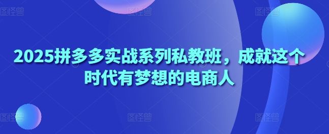 2025拼多多实战系列私教班,成就这个时代有梦想的电商人-樵渔匹