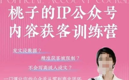 桃子IP公众号内容获客训练营(第3期),一门让你公众号从0到商业闭环的课程-樵渔匹