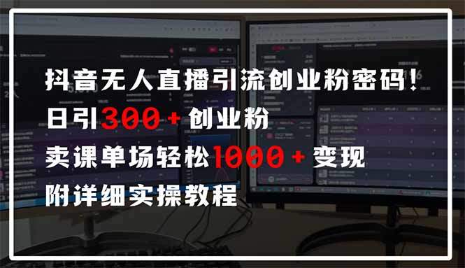 抖音无人直播引流密码！日引300+创业粉 单场轻松1000+变现 附详细实操教程-樵渔匹