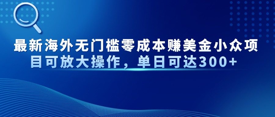 最新海外无门槛零成本赚美金小众项目可放大操作，单日可达300+-樵渔匹