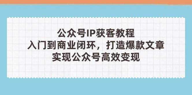 公众号IP获客教程(第3期)，从入门到商业闭环，打造爆款文章，实现公众号高效变现-樵渔匹