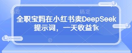全职宝妈在小红书卖DeepSeek提示词,一天收益1k-樵渔匹
