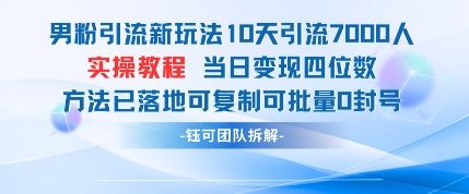 男粉引流新玩法10天引流7000人当日变现四位数可复制可批量0封号-樵渔匹