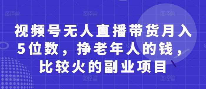 视频号无人直播带货月入5位数，挣老年人的钱，比较火的副业项目-樵渔匹