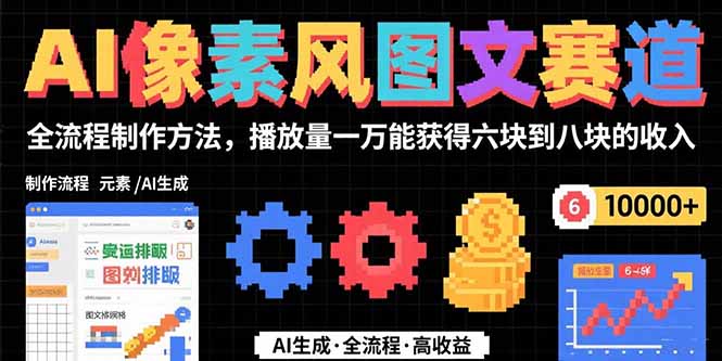 AI像素风图文赛道:全流程制作方法,播放量一万能获得6块到8块的收入-樵渔匹