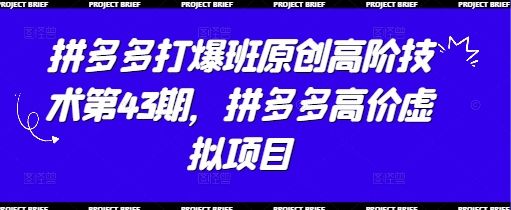 拼多多打爆班原创高阶技术第43期,拼多多高价虚拟项目-樵渔匹