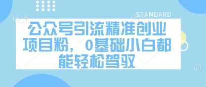 公众号引流精准创业项目粉，0基础小白都能轻松驾驭-樵渔匹