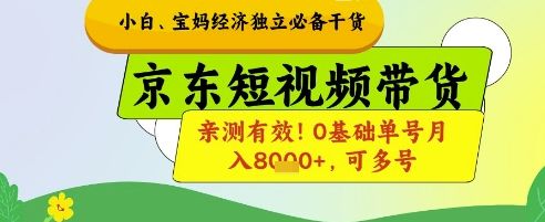 小白宝妈经济独立必备干货,京东短视频带货,亲测有效!0基础单号月入8k+,可多号【揭秘】-樵渔匹