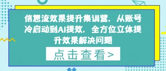 信息流效果提升集训营,从账号冷启动到AI提效,全方位立体提升效果解决问题-樵渔匹