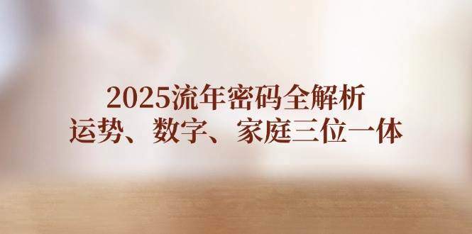 2025流年密码全解析,运势、数字、家庭三位一体-樵渔匹