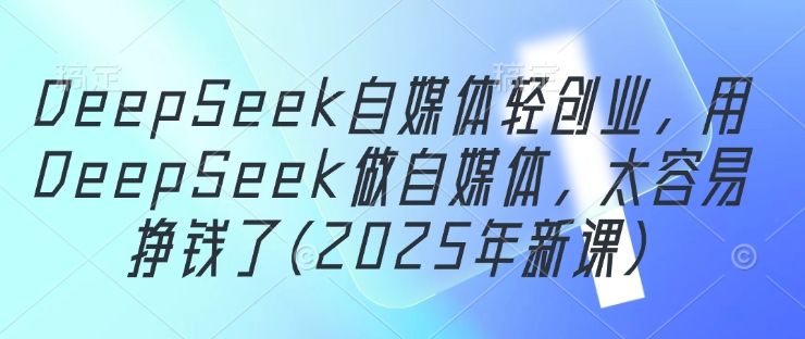 DeepSeek自媒体轻创业,用DeepSeek做自媒体,太容易挣钱了(2025年新课)-樵渔匹