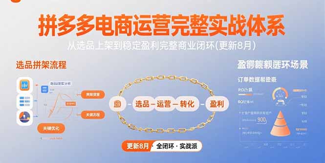 拼多多电商运营完整实战体系,从选品上架到稳定盈利完整商业闭环(更新8月-樵渔匹