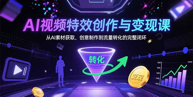AI视频特效创作与变现课:从AI素材获取、创意制作到流量转化的完整闭环-樵渔匹