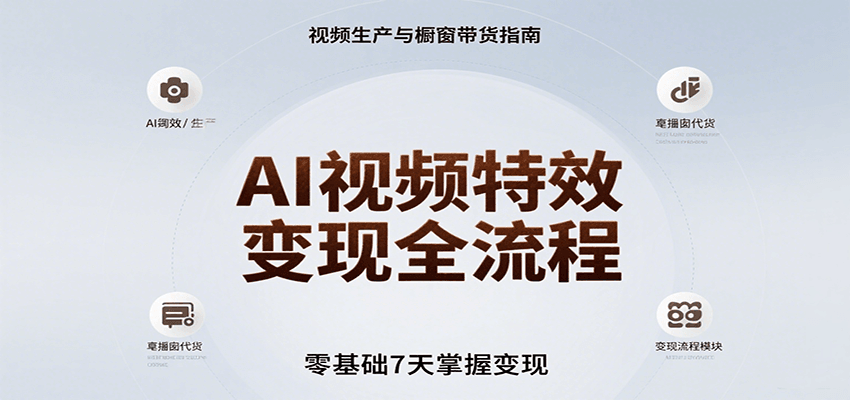 AI视频特效变现全流程，零基础7天掌握视频生产到橱窗带货变现-樵渔匹