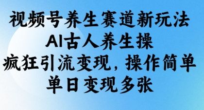 视频号养生赛道新玩法，AI古人养生操，疯狂引流变现，操作简单，单日变现多张-樵渔匹