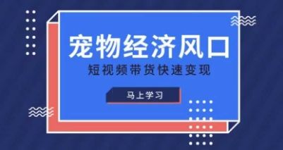 宠物赛道快速变现精品课，宠物经济风口，短视频带货快速变现-樵渔匹