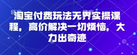淘宝付费玩法无界实操课程,高价解决一切烦恼,大力出奇迹-樵渔匹