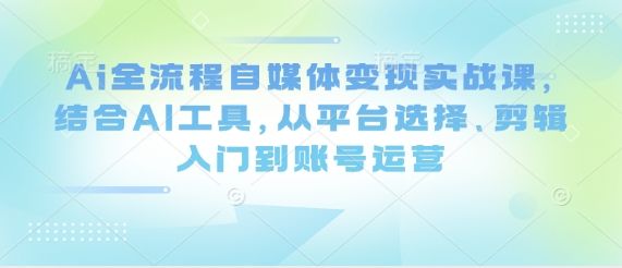 Ai全流程自媒体变现实战课,结合AI工具,从平台选择、剪辑入门到账号运营-樵渔匹