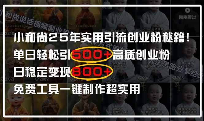 小和尚2025年实用引流秘籍！单日轻松引500+高质量创业粉，日变现800+，…-樵渔匹