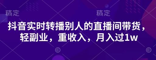 抖音实时转播别人的直播间带货，轻副业，重收入，月入过1w-樵渔匹