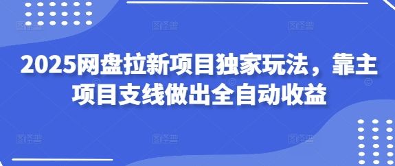 2025网盘拉新项目独家玩法，靠主项目支线做出全自动收益-樵渔匹