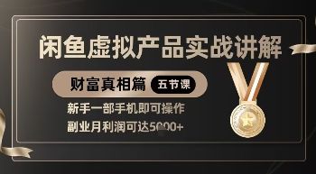 精品！闲鱼虚拟产品实战讲解，新手一部手机即可操作，副业月利润可达5k+-樵渔匹