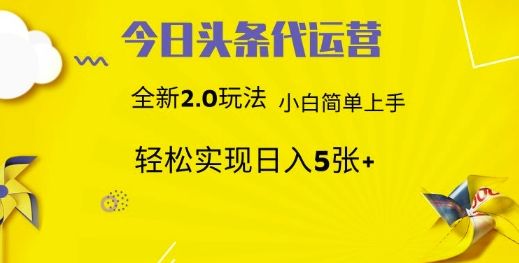 今日头条矩阵系统代运营 批量生成文章 次日见收益 躺赚月入3000+-樵渔匹