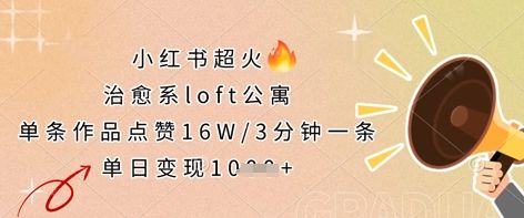 小红书超火的治愈系loft公寓,单条作品点赞16W,3分钟一条,单日变现数张-樵渔匹