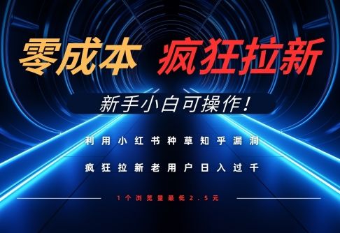 利用小红书种草知乎漏洞，零成本疯狂拉新日入数张，新手小白可操作-樵渔匹