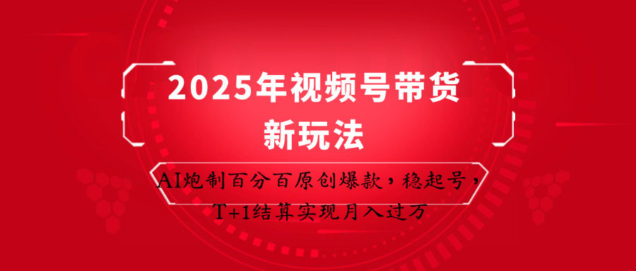 2025年视频号带货新玩法:AI炮制百分百原创爆款,稳起号,T+1结算实现月入过万-樵渔匹