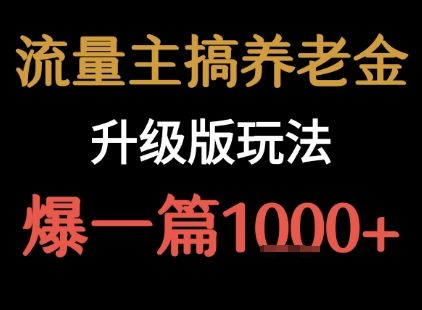 流量主之养老金升级版玩法  爆一篇收益1k+-樵渔匹