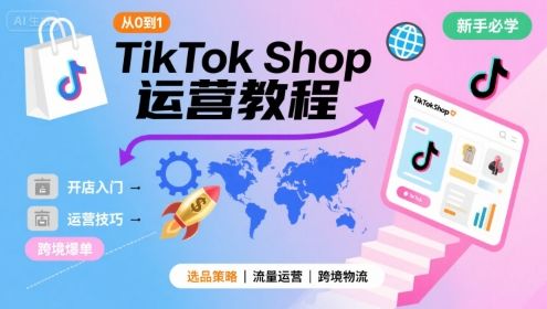 TikTok Shop从0到1运营教程，TikTok跨境电商新手必学课程-樵渔匹