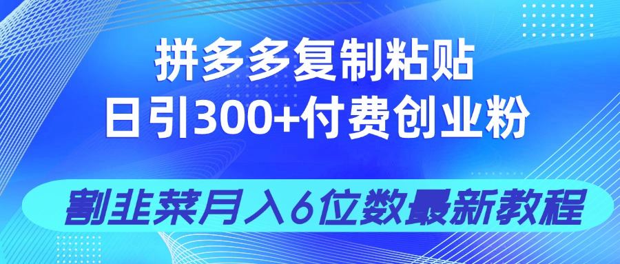 拼多多复制粘贴日引300+付费创业粉,割韭菜月入6位数最新教程!-樵渔匹