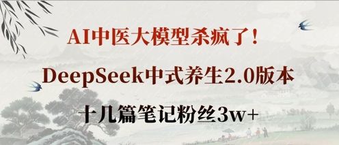 AI中医大模型杀疯了!DeepSeek中式养生2.0版本,十几篇笔记粉丝3w+-樵渔匹