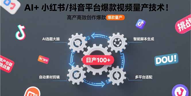 AI+小红书/抖音平台爆款视频量产技术：高产高效创作爆款视频！-樵渔匹