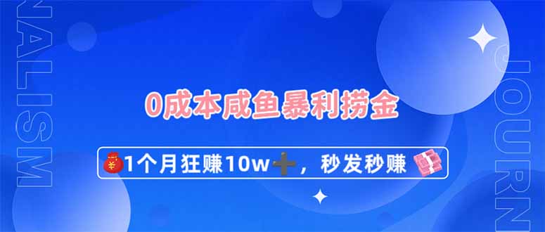 0成本闲鱼暴利捞金,1个月狂赚10W+,秒发秒赚新玩法-樵渔匹