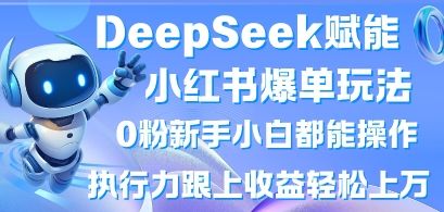 DeepSeek赋能小红书爆单玩法0粉新手小白都能操作,执行力跟上收益轻松上W,懒人勿做-樵渔匹